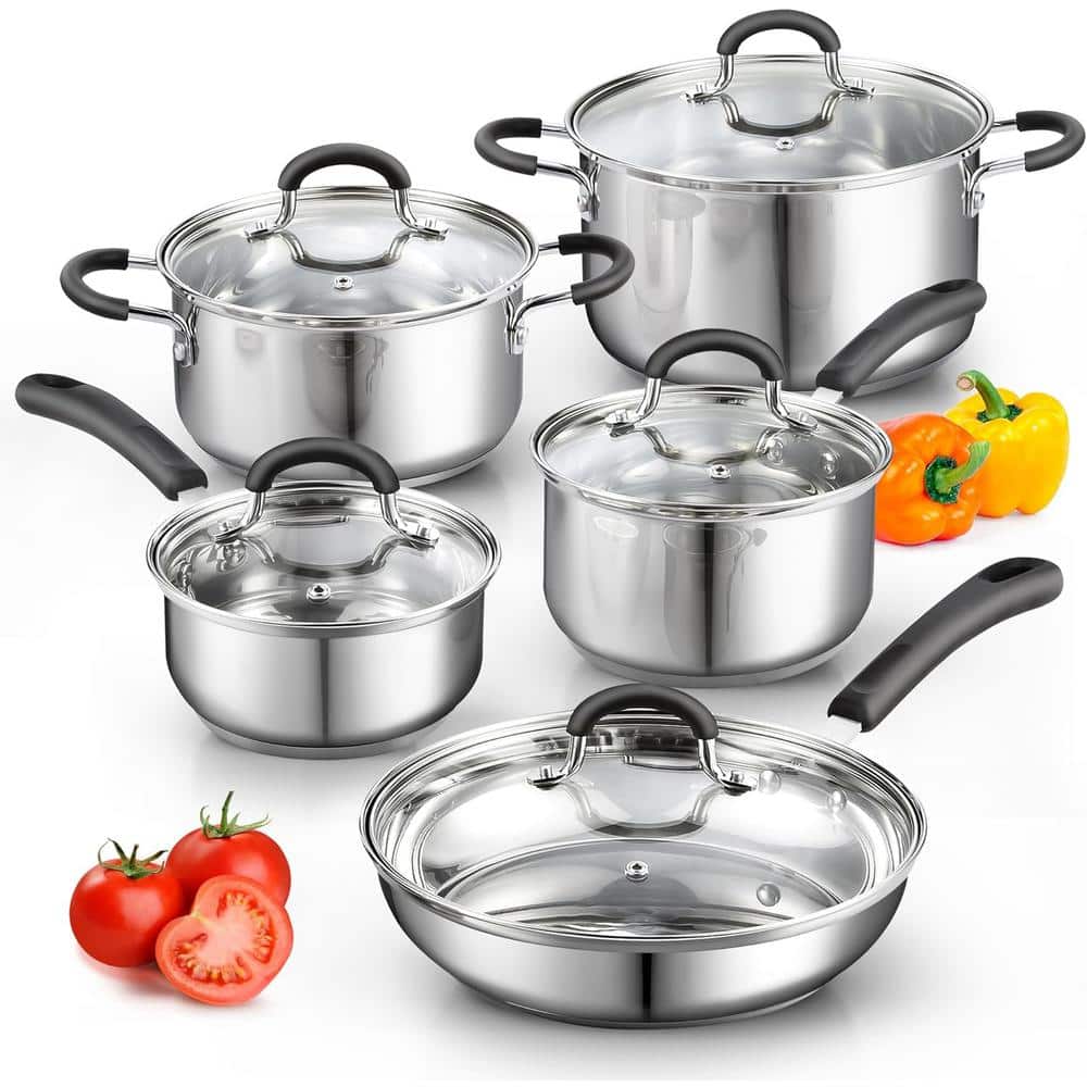 Nevlers 15pc Stainless Steel Cookware Set | Dishwasher Safe Pots & Pans