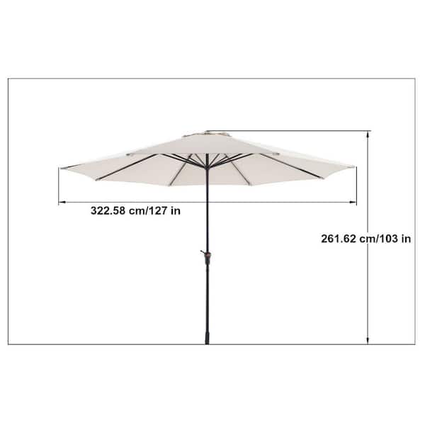 10 push up patio umbrellas Outdoor 10' Round Blue Patio Vented Umbrella with Base, Crank, Push Bu   Nuu Garden