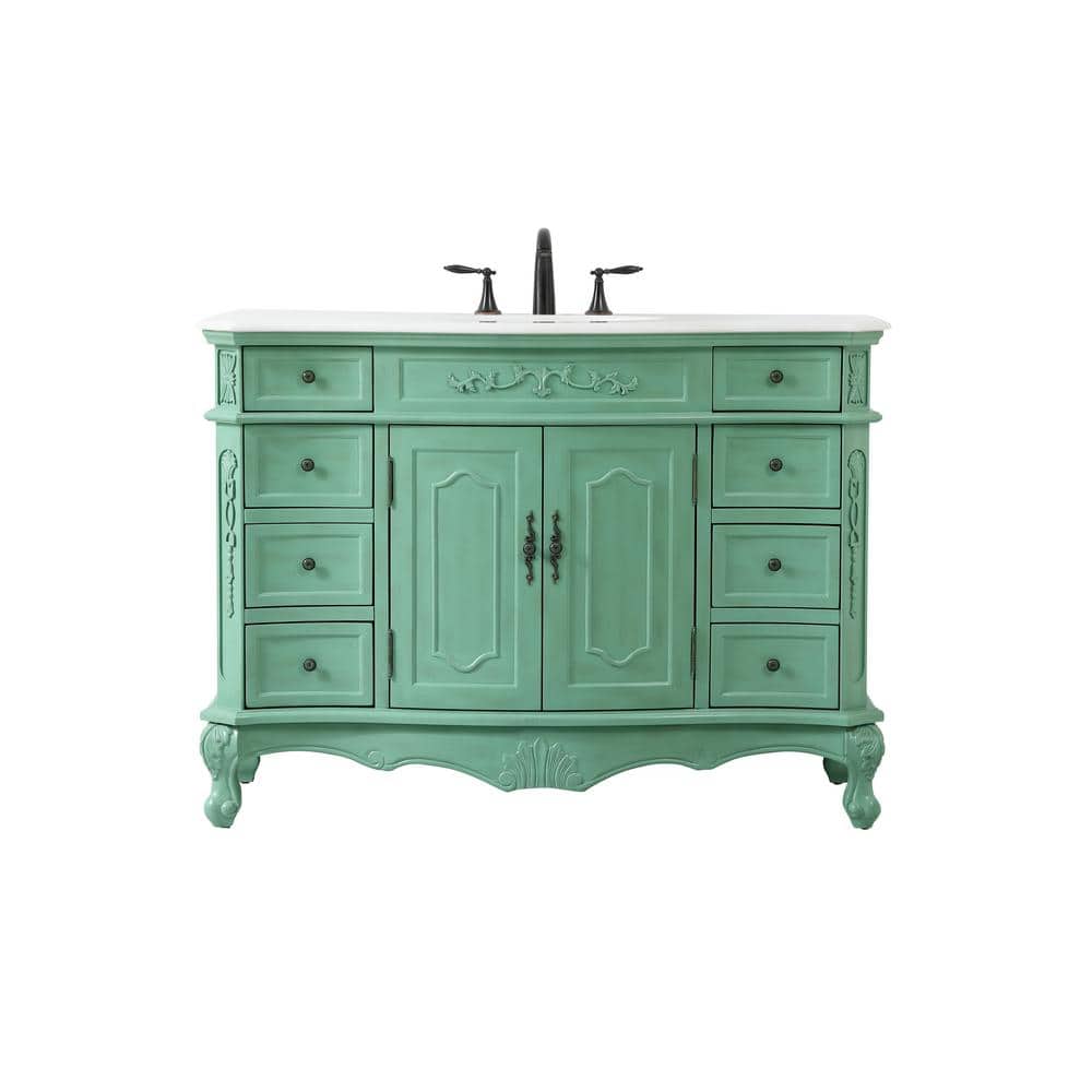 Simply Living 48 in. W x 21 in. D x 36 in. H Bath Vanity in Vintage Mint wi