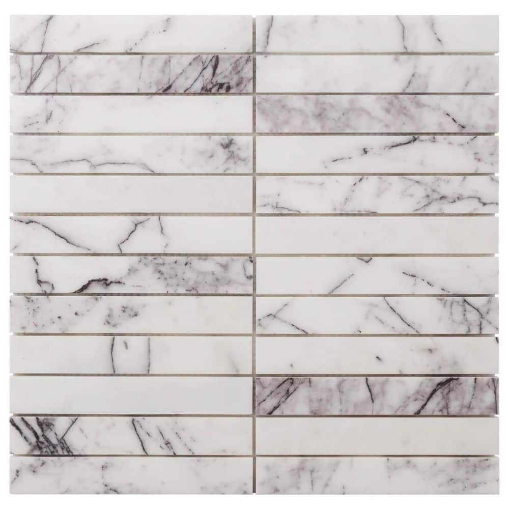 Etherea Lilac 4 in. x 0.37 in. Stacked Polished Marble Mosaic Floor and Wall Tile Sample price history on PriceWatchPro