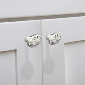 Floral Bead 2 in. (50 mm) Distressed White Patina Cabinet Knob