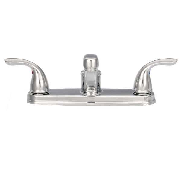 Delton 2-Handle Standard Kitchen Faucet with Side Sprayer in Polished Chrome