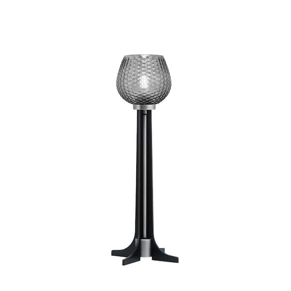 Unbranded Delgado 22.25 in. Graphite Matte Black Accent Lamp Smoke Textured Glass Shade