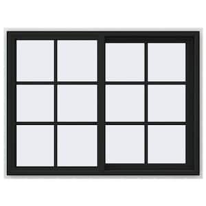 48 in. x 36 in. V-4500 Series Bronze FiniShield Vinyl Right-Handed Sliding Window with Colonial Grids/Grilles