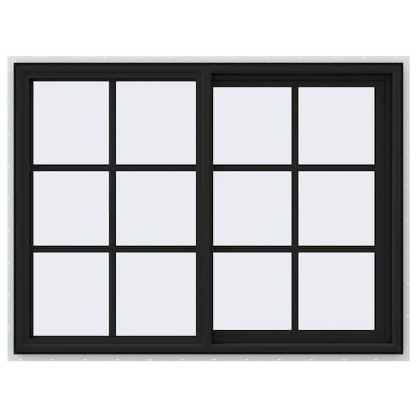 JELD-WEN 48 in. x 36 in. V-4500 Series Bronze FiniShield Vinyl Right-Handed Sliding Window with Colonial Grids/Grilles