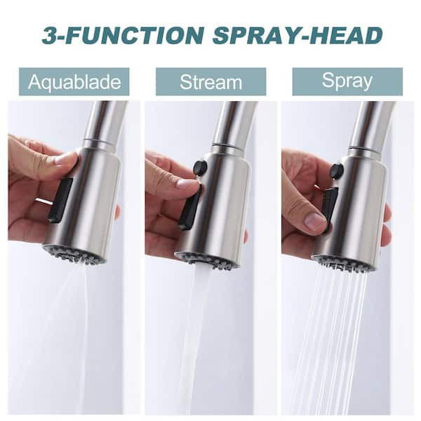 WOWOW Single-Handle Pull-Down Stainless Steel Sprayer Kitchen