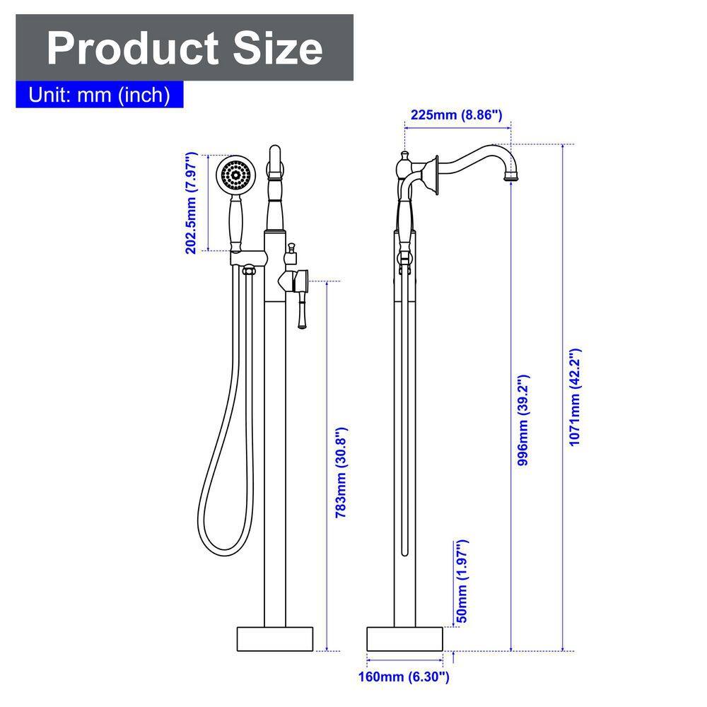 Brushed Nickel Freestanding Tub Faucet with Hand Shower