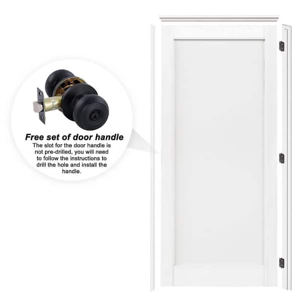 ARK DESIGN 36 in. x 80 in. 1-Lite Panel Right Handed White Solid Core Wood Single Interior Door Kit with Quick Assemble Jamb