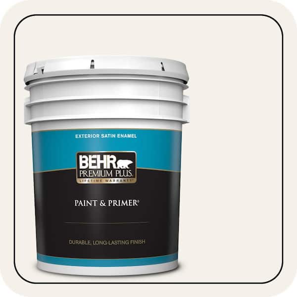 BEHR PREMIUM PLUS 5 gal. #W-B-200 Popped Corn Satin Enamel Exterior Paint & Primer