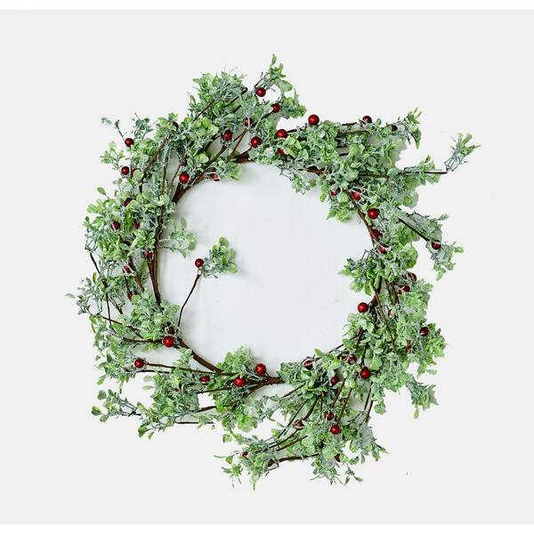 Worth Imports 18 in. Artificial Green Leaves and Red Berries Wreath
