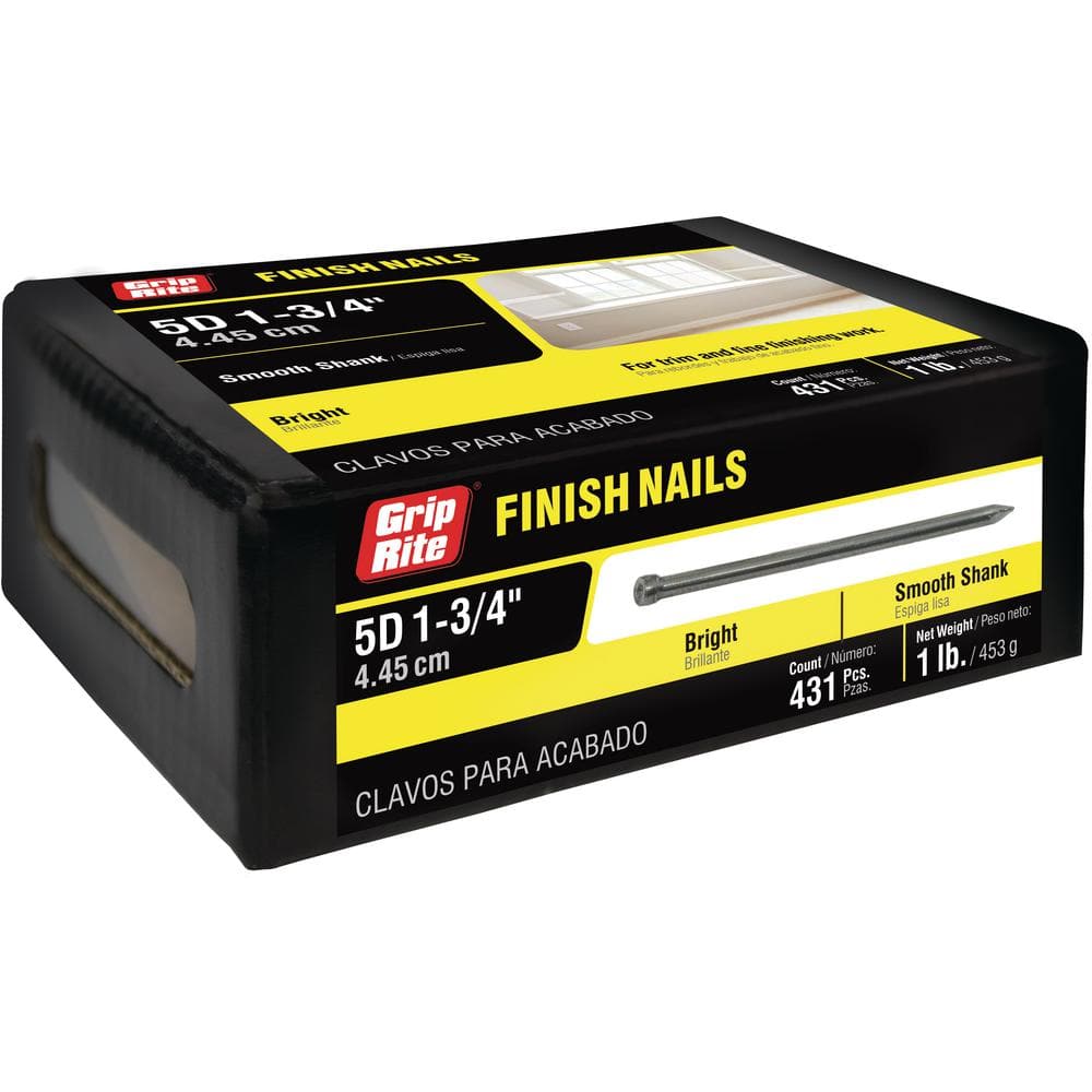Grip-Rite #15 x 1-3/4 in. 5-Penny Bright Steel Finish Nails (1 lb. Pack)  5F1 - The Home Depot