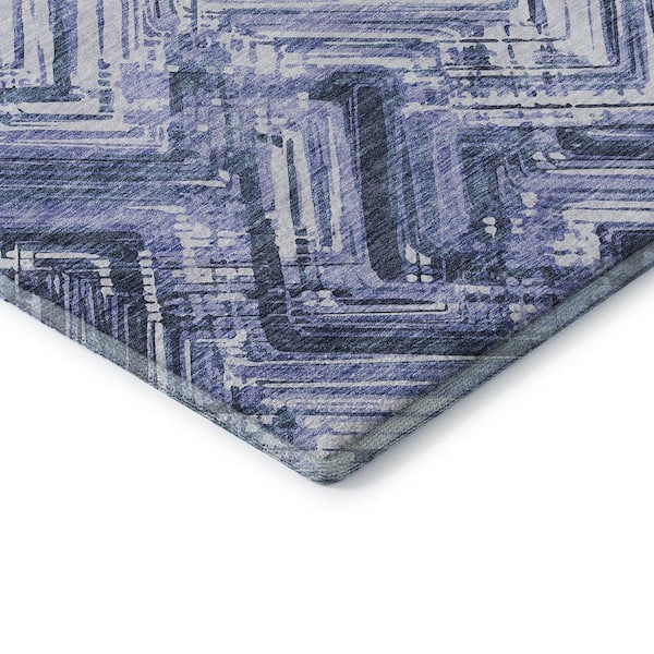 Mayfield Premium Machine Washable Indoor/Outdoor Geometric AMF630 Blue 1 ft. 8 in. x 2 ft. 6 in. Area Rug