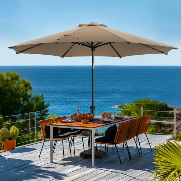 Primehome 10 ft. Tan Patio Umbrella with Push Button Tilt, Heavy-Duty Outdoor Market Umbrella (Not Include Base)