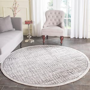 Adirondack Silver/Ivory 6 ft. x 6 ft. Round Abstract Area Rug