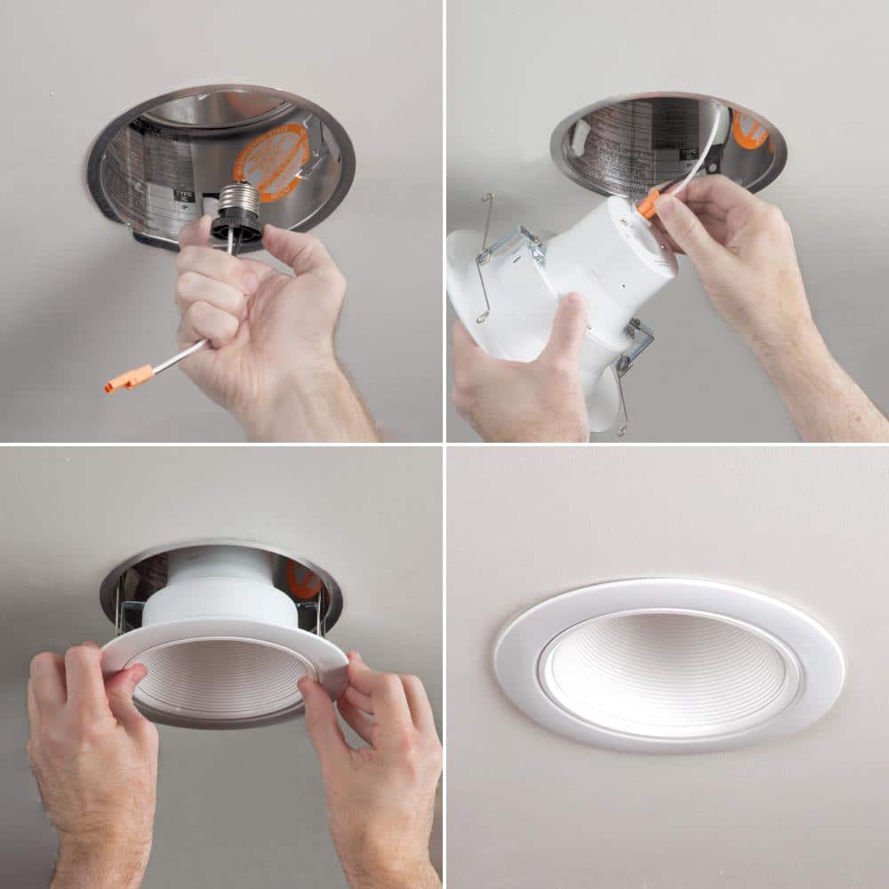 White Aluminum 6" LED Recessed Light Retrofit Trim