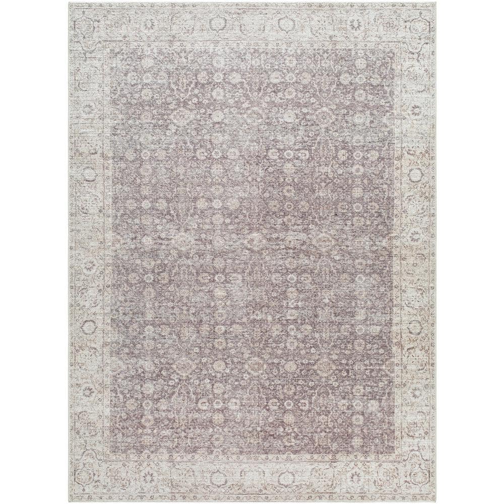 Spokane Dark Brown and Cream Synthetic Runner Area Rug