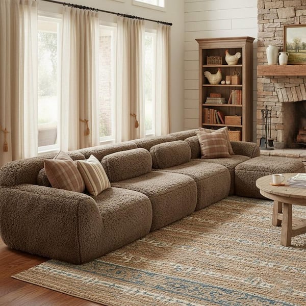 Homy Casa 149 in. 4-Piece Plush Microfiber Modular Sectional Sofa