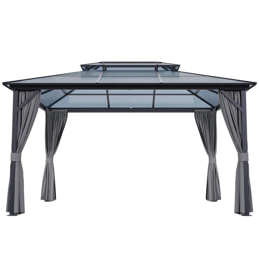 13 ft. x 10 ft. Outdoor Patio Aluminum Frame Polycarbonate Hard Double Top Gazebo with Mosquito Netting price history on PriceWatchPro