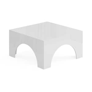 Calvin 35.43 in. in. W White End Square Coffee Table High Gloss Center Wood Table Sturdy Arched Structure