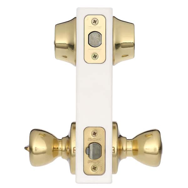 Tylo Polished Brass Entry Door Knob and Double Cylinder Deadbolt Combo Pack with Microban Antimicrobial Technology
