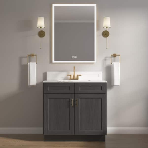 HOMLUX 36 in. W x 21 in. D x 34.5 in. H Ready to Assemble Bath Vanity Cabinet without Top in Shaker Charcoal