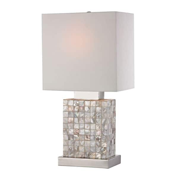 Chrome Mini Mother Of Pearl Lamp, Mother Of Pearl Table Lamp