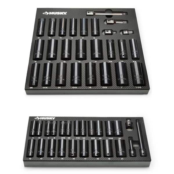 3/8 in. and 1/2 in. Drive Impact Socket Set with EVA Storage Trays (50-Piece)