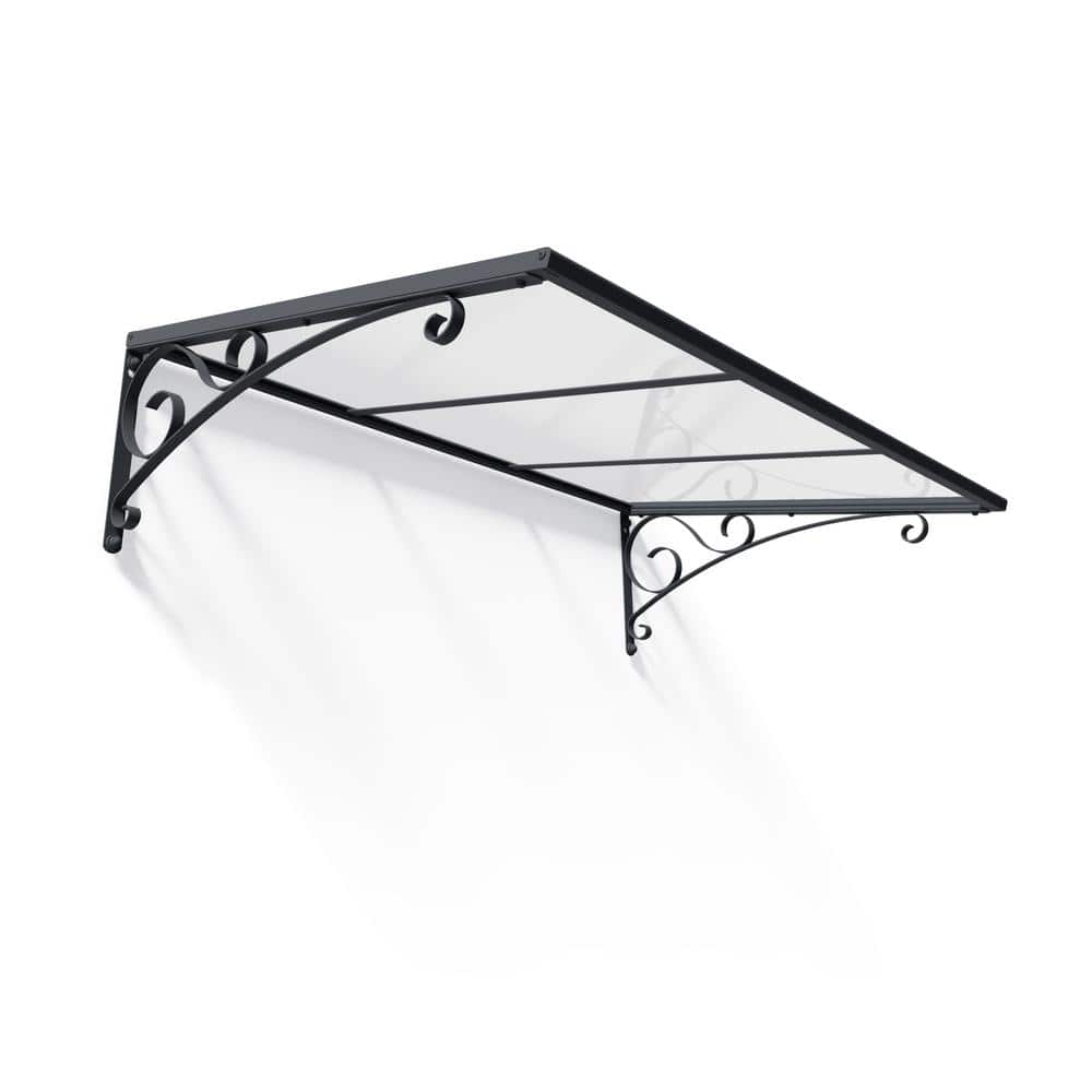 Venus 4' x 3' Clear Polycarbonate and Gray Aluminum Door Awning