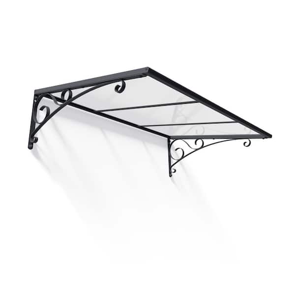 CANOPIA by PALRAM Venus 3 ft. x 4 ft. Gray/Clear Door and Window Fixed Awning