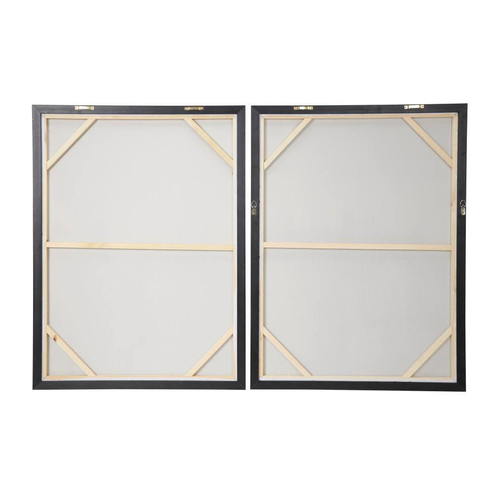 Gold and White Glitter Acrylic Abstract Framed Wall Art Set