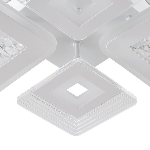 OUKANING 28.34 in. 1-Light White Modern Geometric Design Dimmable