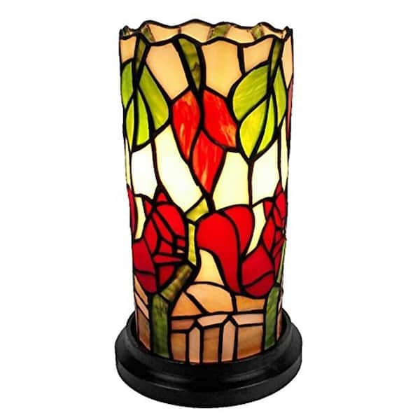 Amora Lighting 10 in. Tiffany Style Floral Mini Table Lamp