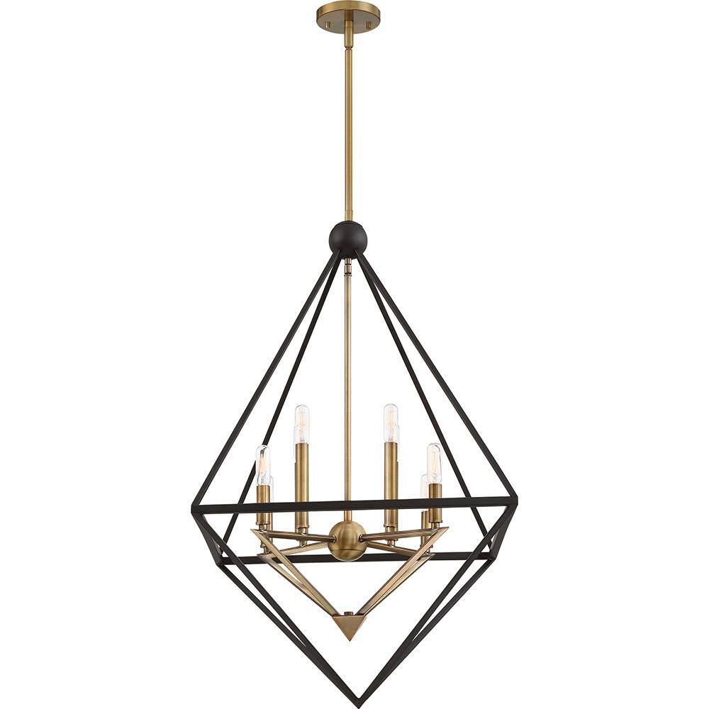 Western Bronze and Brass 8-Light Diamond Frame Chandelier