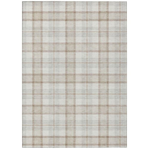 Chantille Machine Washable Indoor/Outdoor Abstract ACN1052 Linen 9 ft. x 12 ft. Area Rug