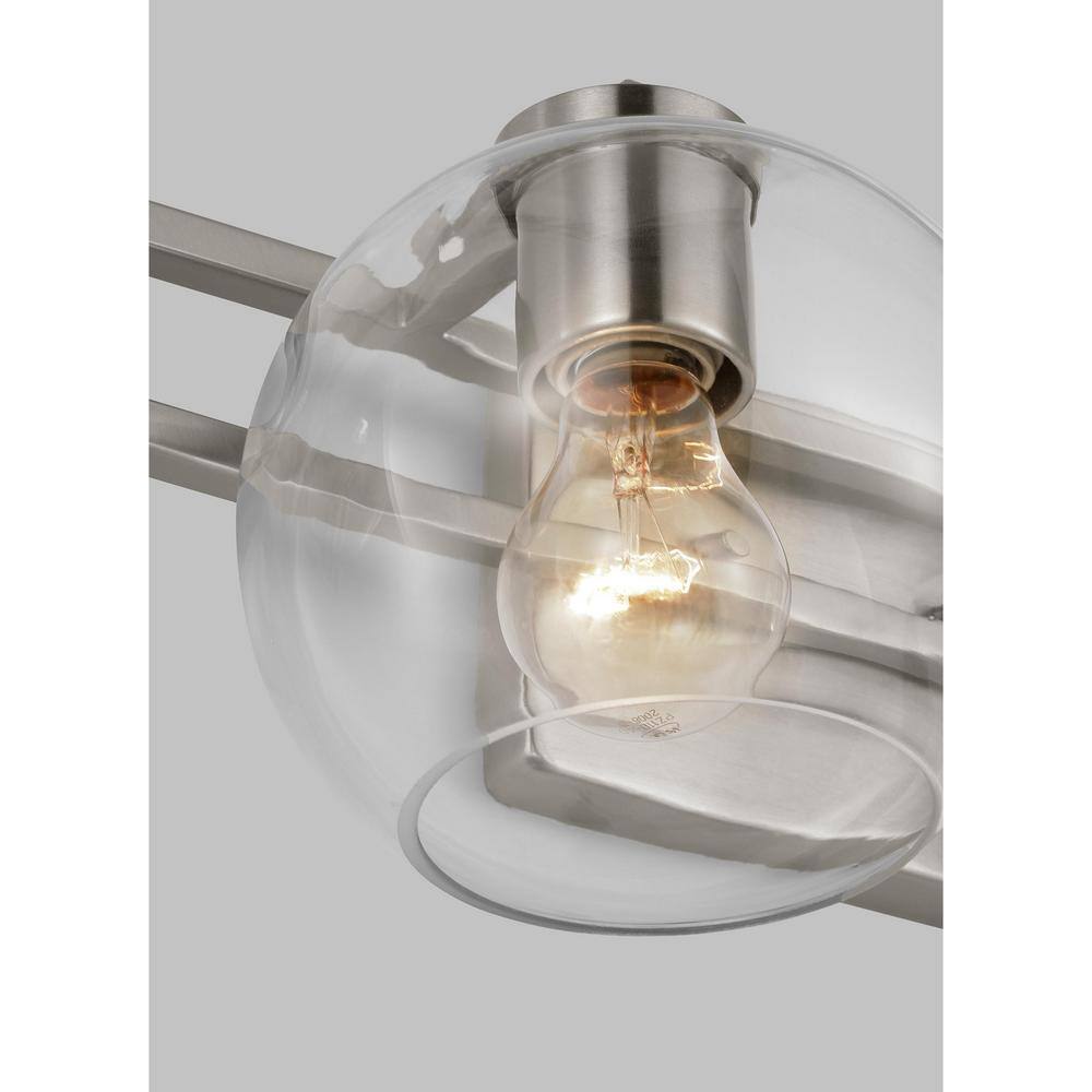 Codyn Brushed Nickel Clear Glass 2-Light Vanity Fixture