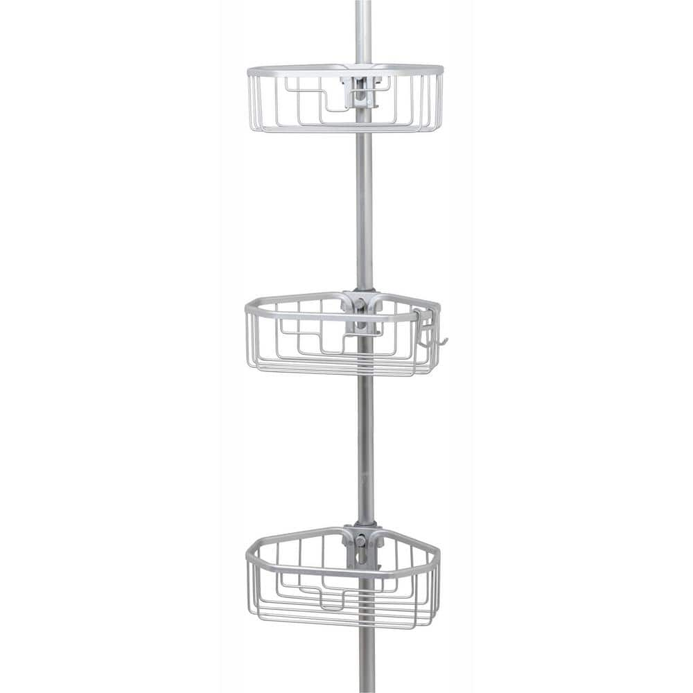 Glacier Bay Tension Pole Corner Shower Caddy in Satin Nickel