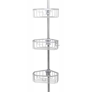 Rustproof Tension Pole Shower Caddy in Satin Chrome