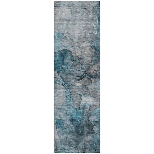 Dream Shag Premium Machine Washable Abstract ADS689 Blue 10 ft. x 14 ft. Area Rug