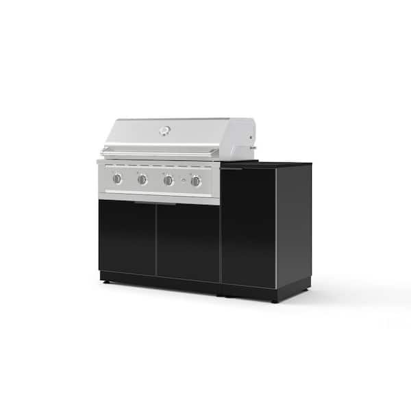 Outdoor Kitchen 4-Piece 3-Burners Propane Gas Grill Island in Black w/40" Performance Grill & Dekton Sirus-Countertop