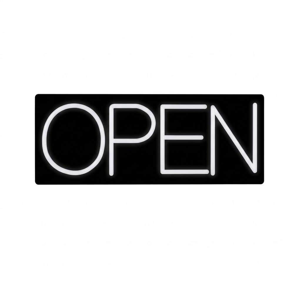 Afoxsos LED Neon Open Sign Ultra Bright 22 in. 12-Volt White