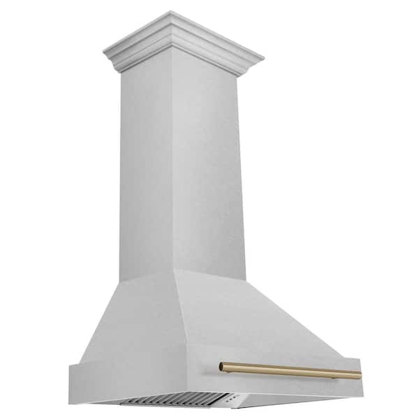 ZLINE Kitchen and Bath Autograph Edition 30 in. 400 CFM Ducted Vent Wall Mount Range Hood in Fingerprint Resistant Stainless & Champagne Bronze