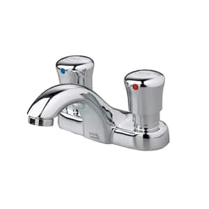 Metering Single Hole 2-Handle Low-Arc Bathroom Faucet in Polished Chrome