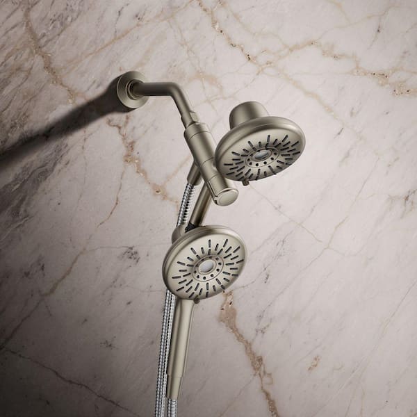 Freespin Bellerose 3-Spray 5.25 in. Dual Wall Mount Fixed and Handheld Shower 1.75 GPM in Vibrant Brushed Nickel