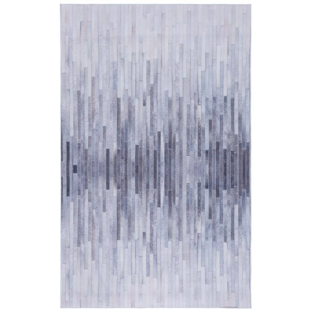 Gray Faux Fur Rectangular Washable Area Rug 4' x 6'