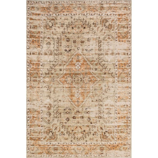 nuLOOM Aada Machine Washable Beige 5 ft. x 8 ft. Persian Area Rug