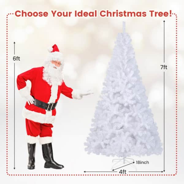 7 ft. Unlit White Artificial Christmas Tree with Solid Metal Legs