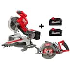 M18 FUEL 18-Volt Lithium-Ion Brushless Cordless 10 in. Dual Bevel Miter Saw and Circular Saw with (2) 8.0 Ah Batteries