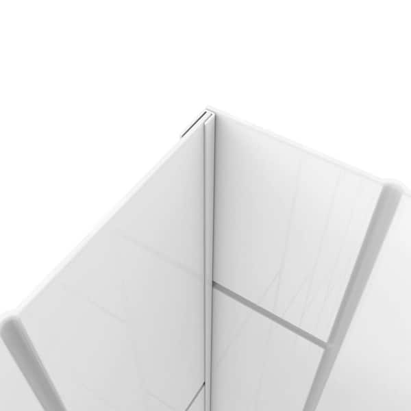 32 in. D x 32 in. W x 78 3/4 in. H Pivot Semi-Frameless Shower Enclosure Base and White Wall Kit in Chrome