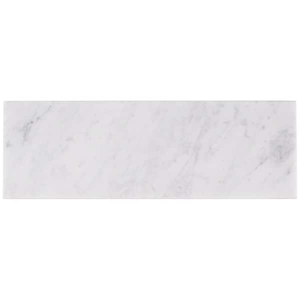 Ivy Hill Tile White Carrara 4 in. x 8 in. Polished Marble Subway Tile Sample
