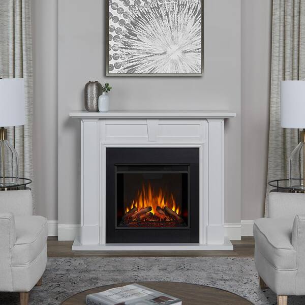 Real Flame Granby 50 in. Freestanding Electric Fireplace in White